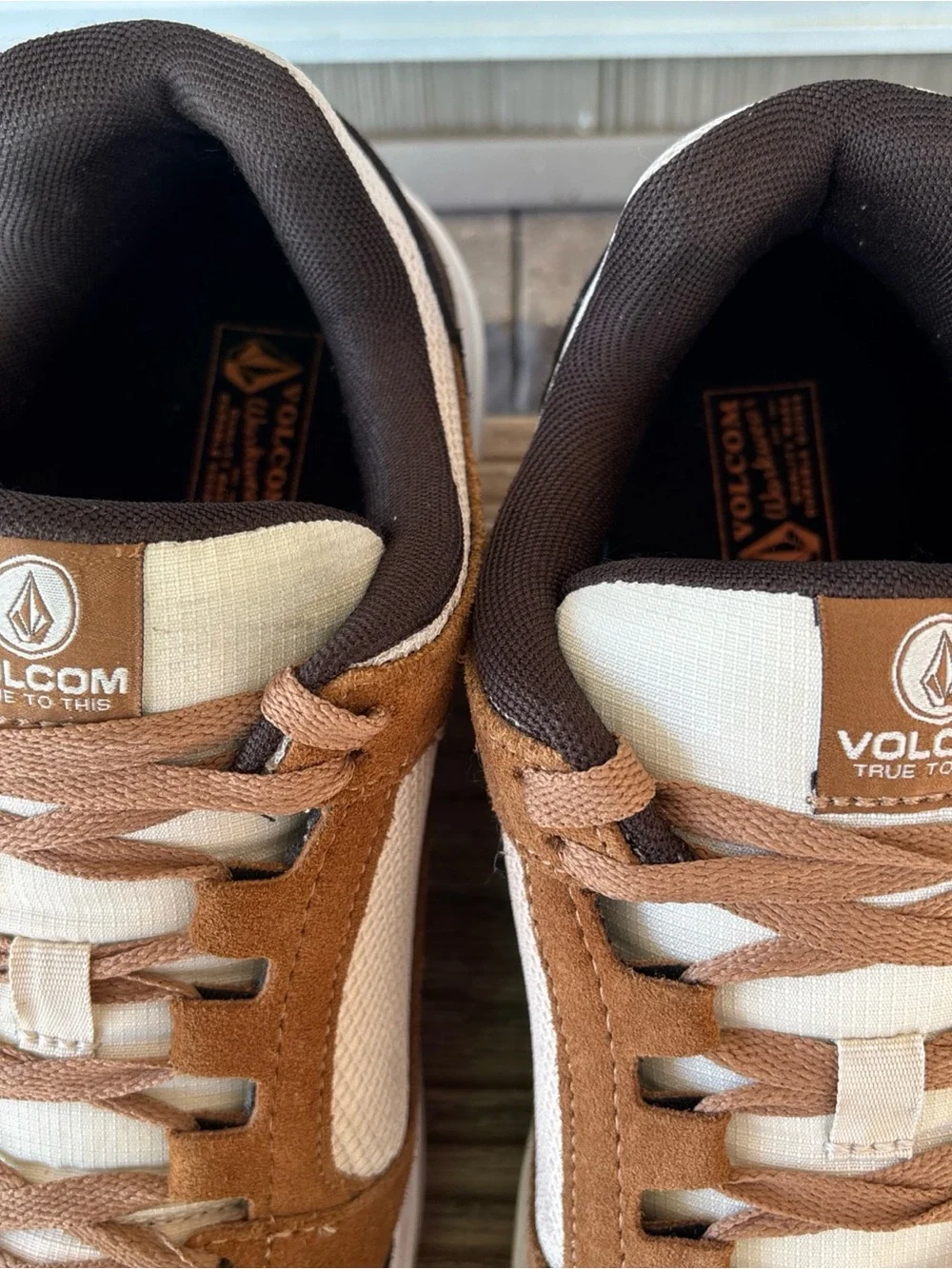 Volcom Men workwear Comp toe Sneakers in Brown and Cream with Dark Brown Accents